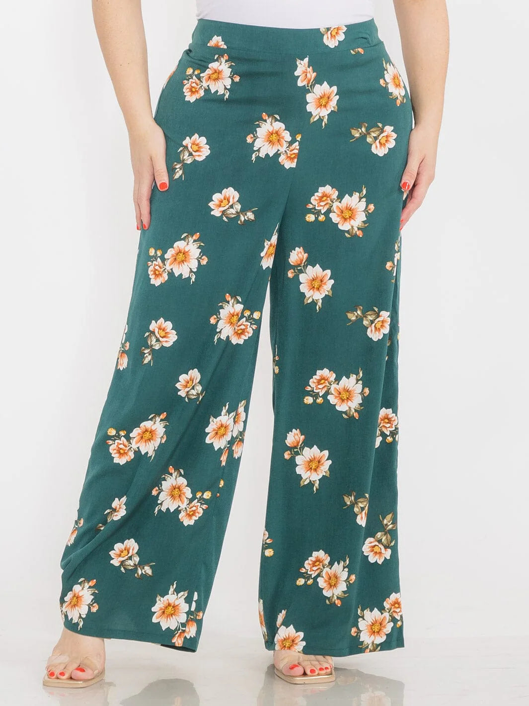 PLUS SIZE FLORAL WIDE LEG BOHO PANTS