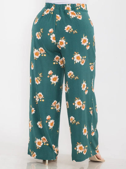 PLUS SIZE FLORAL WIDE LEG BOHO PANTS