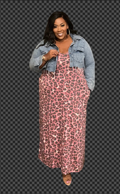 PLUS SIZE 2-POCKET MAXI DRESSANIMAL PRINT-