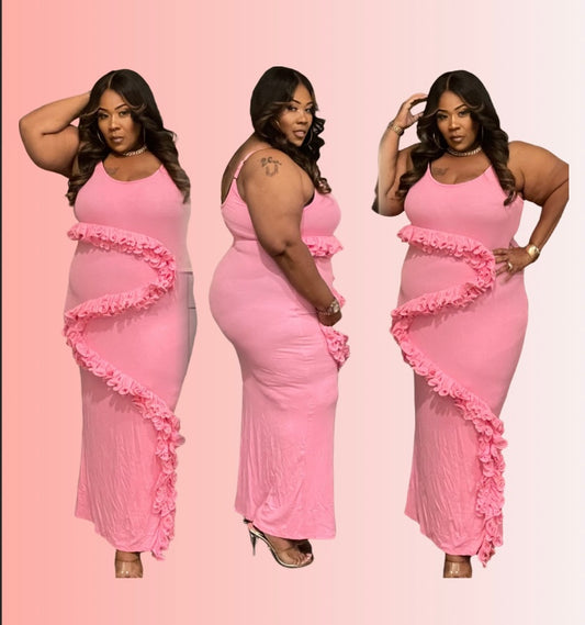 RUFFLE SOME FEATHER DRESS-PINK