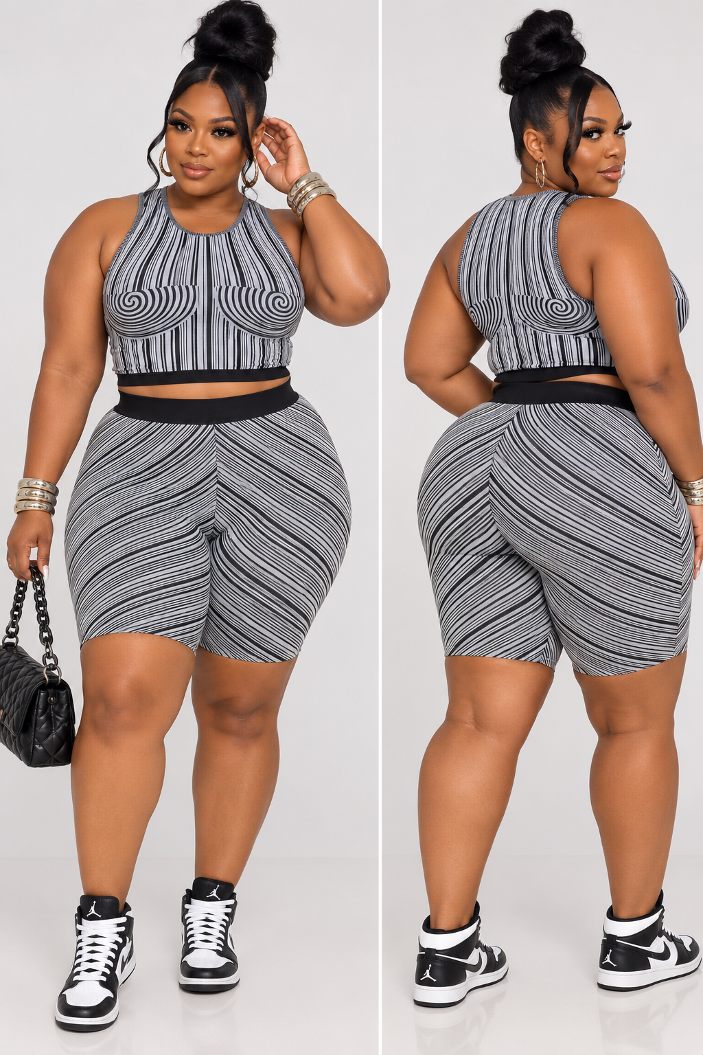 GOT ME TWISTED 2-PIECE SET-BLACK/WHITE