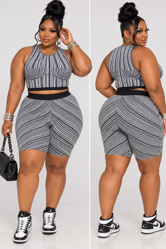 GOT ME TWISTED 2-PIECE SET-BLACK/WHITE