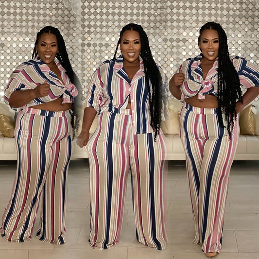 PLUS SIZE IT'S THE STRIPES FOR ME 2-PIECE SET