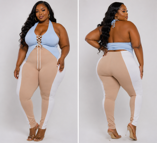 PLUS SIZE "LACE ME UP" JUMPSUITB-05