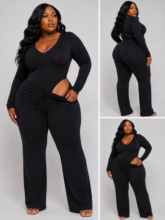 PLUS SIZE 2-PIECE "SPT LIFE CURVE" SET-BLACK-63