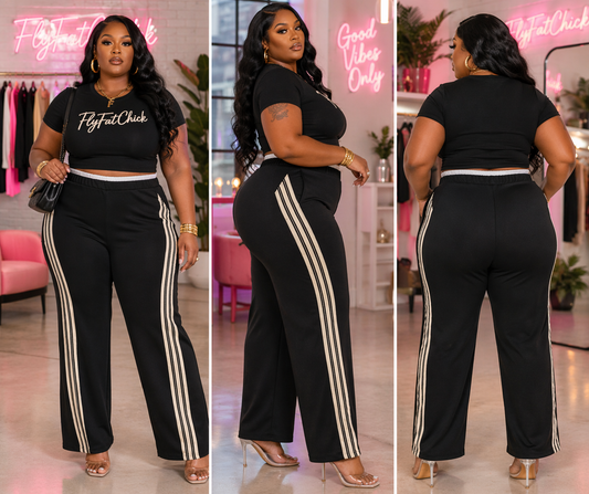 PLUS SIZE " BOSS LANE" TRACK PANTS-BLACK-14