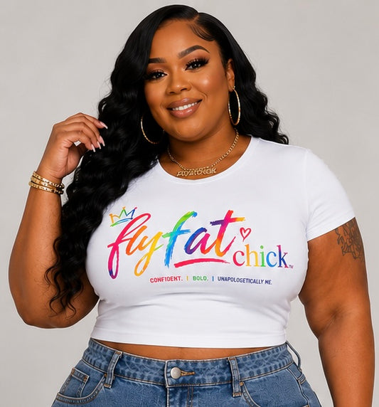 Plus Size " FlyFat Chick" Crop Top-RAINBOW-07