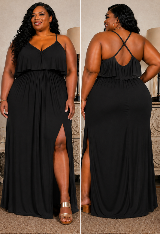 PLUS SIZE "SUN KISSED MAXI DRESS" BLACK-31