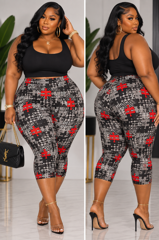 PLUS SIZE "JIGSAW PUZZLE" Capris-19