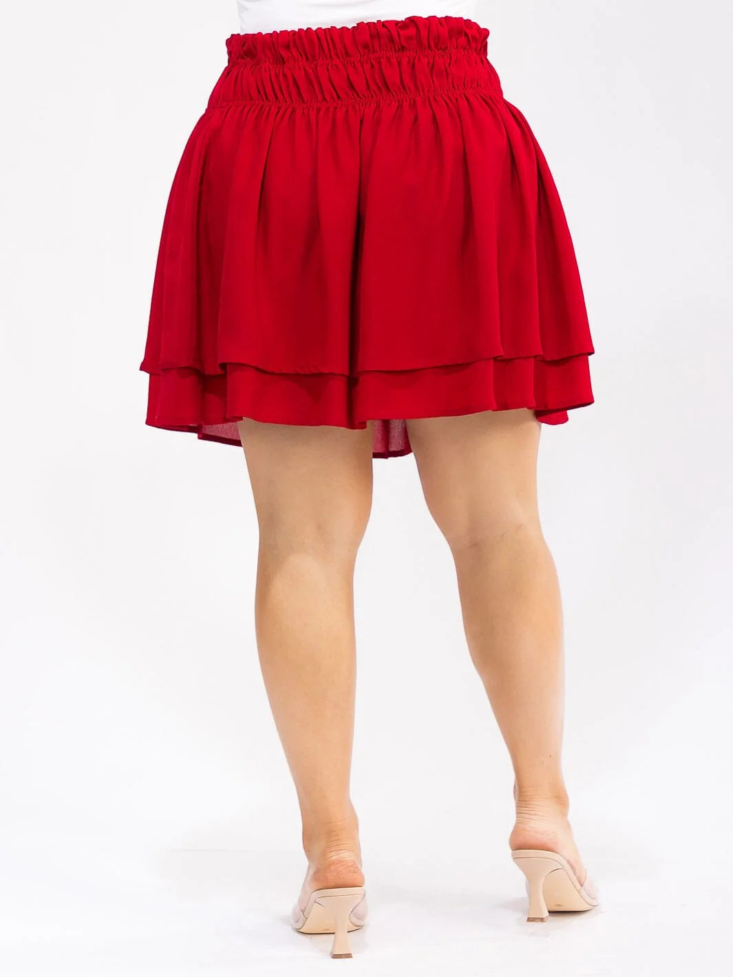 PLUS SIZE ELASTIC WAIST TIERED RUFFLE MINI SKIRT-04