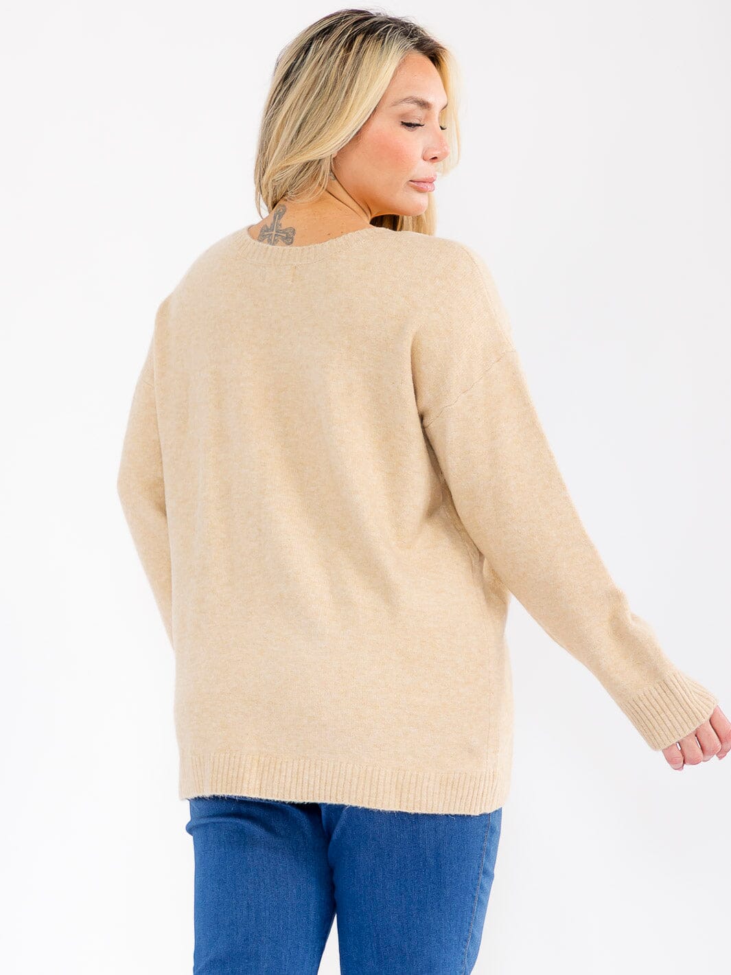 PLUS SIZE FRINGE IT SWEATER-CREAM-65