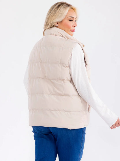 PLUS SIZE PUFFER VEST-BEIGE