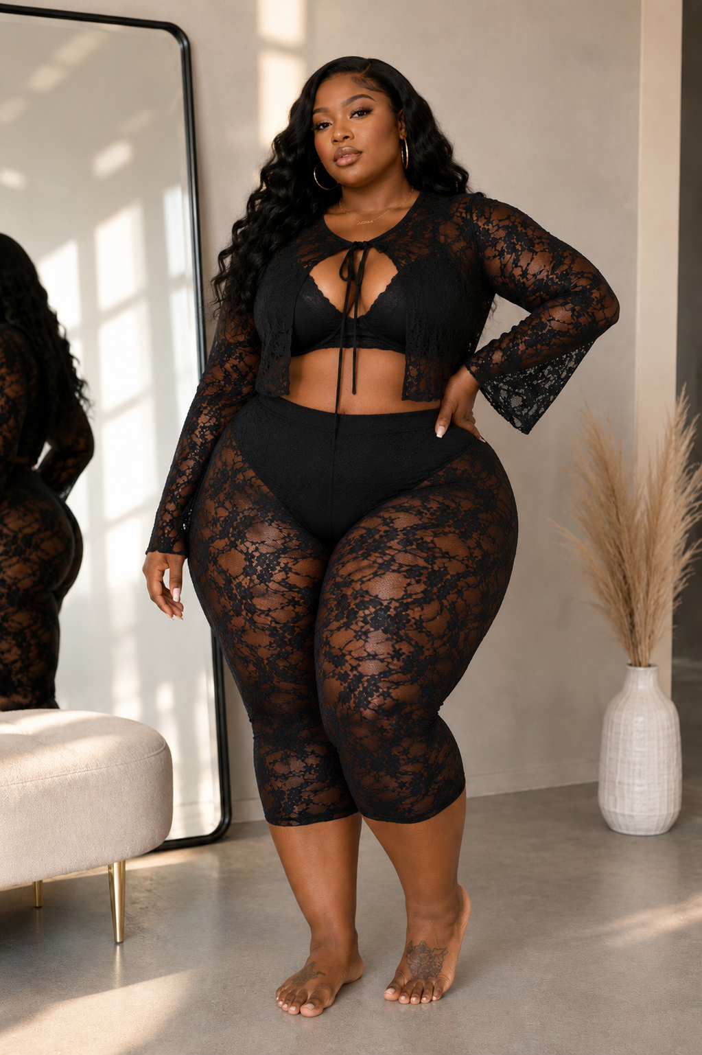 Plus Size "MOTION PARTY" 2-PIECE LACE SET-15
