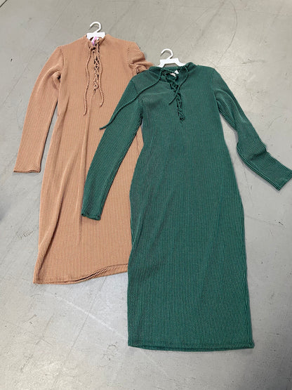 PLUS SIZE RIBBED CAGED TIE LONG SLEEVE BODYCON DRESS-08