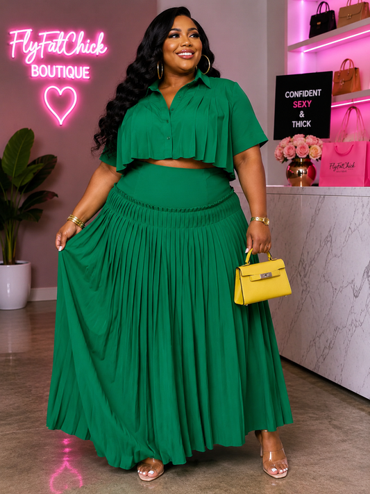 PLUS SIZE " MONEY GREEN MUSE SKIRT SET"-20