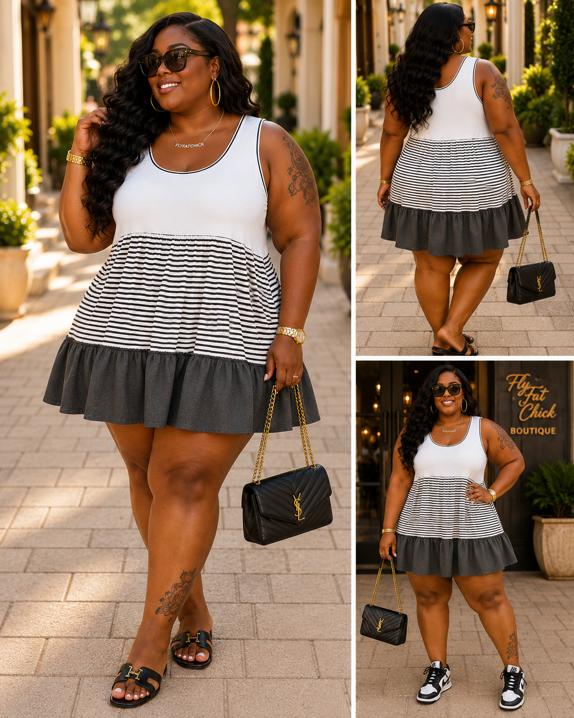 PLUS SIZE "EASY SLAY" TRIO SHORT DRESS-CHARCOAL MIX-65
