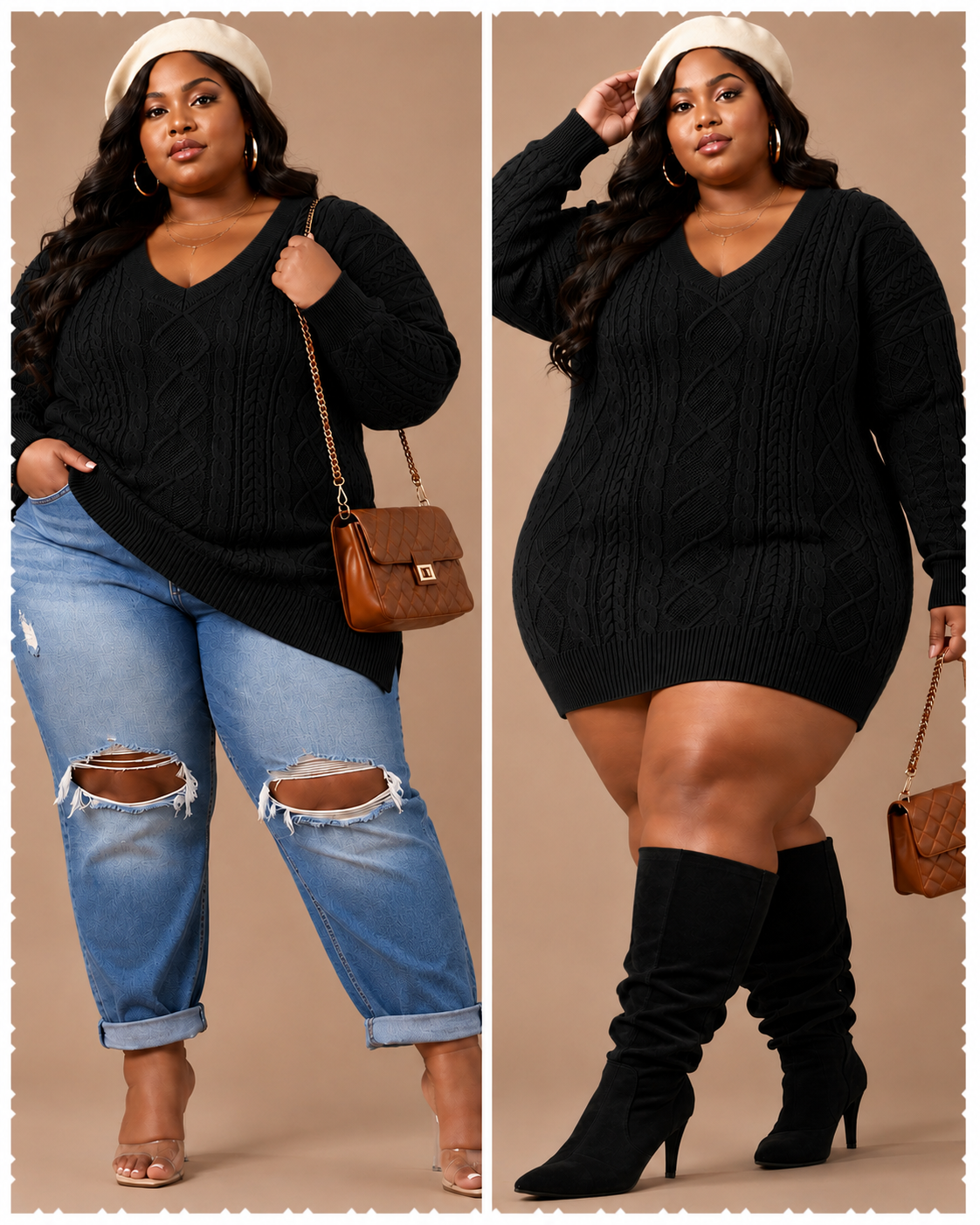 "$13 SPECIAL"  " PLUS SIZE "2-WAY KNIT" SWEATER OR DRESS-BLACK (wiil ship 8/10)