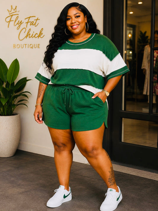 PLUS SIZE "CHILL & CHIC" SHORT SET-63