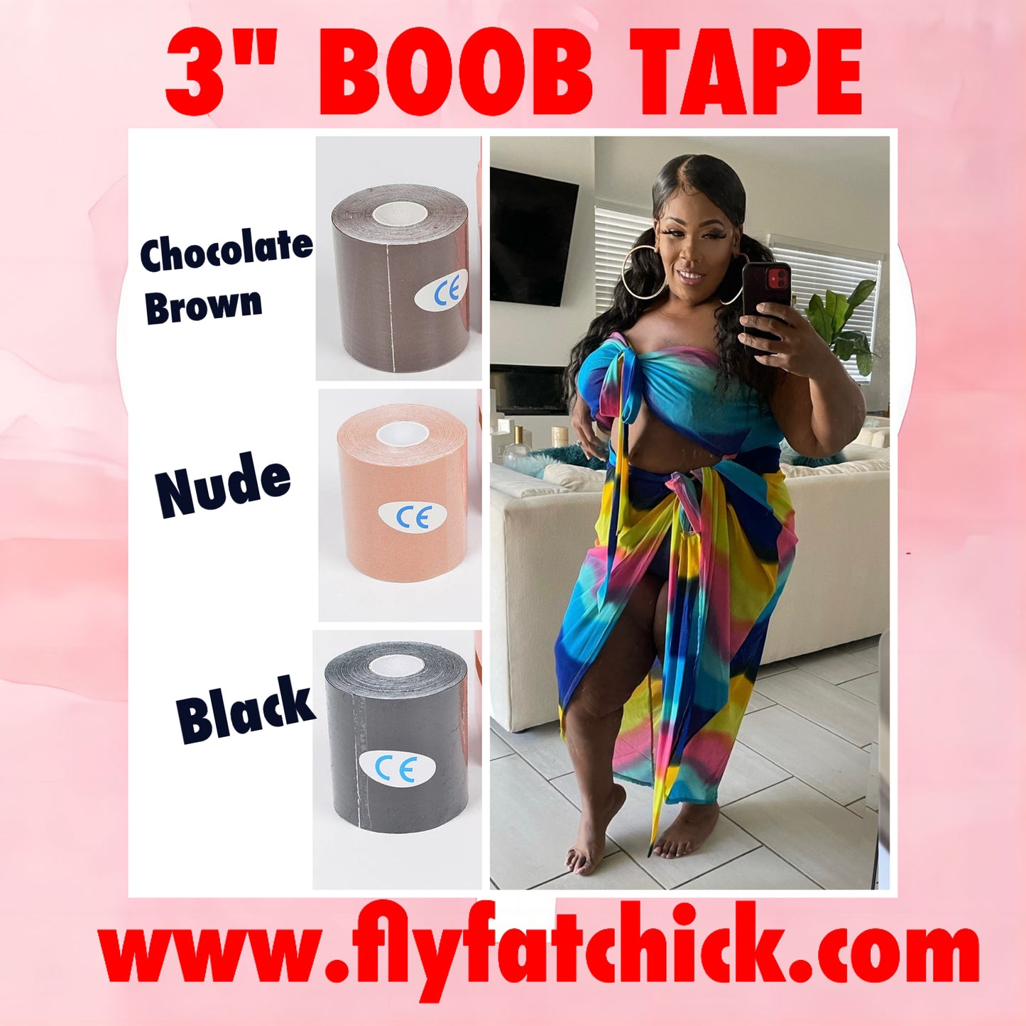 3 inch Wide Plus Boobytape for Breast Lift Tape Adhesive Bra Tape