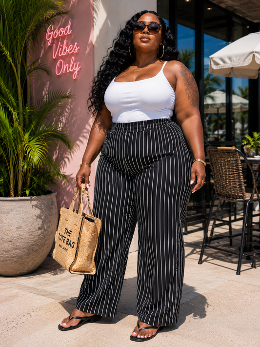 PLUS SIZE "SUMMER SANGRIA" PANTS-BLACK-74