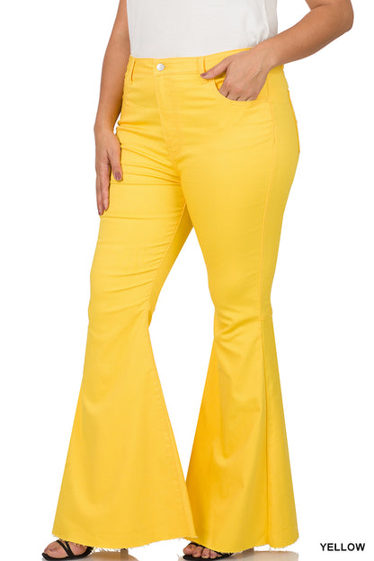 STRETCHY High Waist Fringe Trim and Flared Leg Jeans