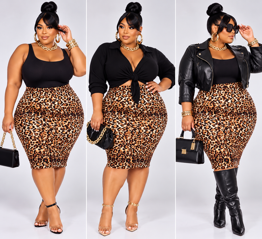 PLUS SIZE "WILD & FREE" PENCIL SKIRT-03