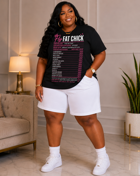 Plus Size FlyFat Chick "THE INGREDIENTS" TEE-BLACK