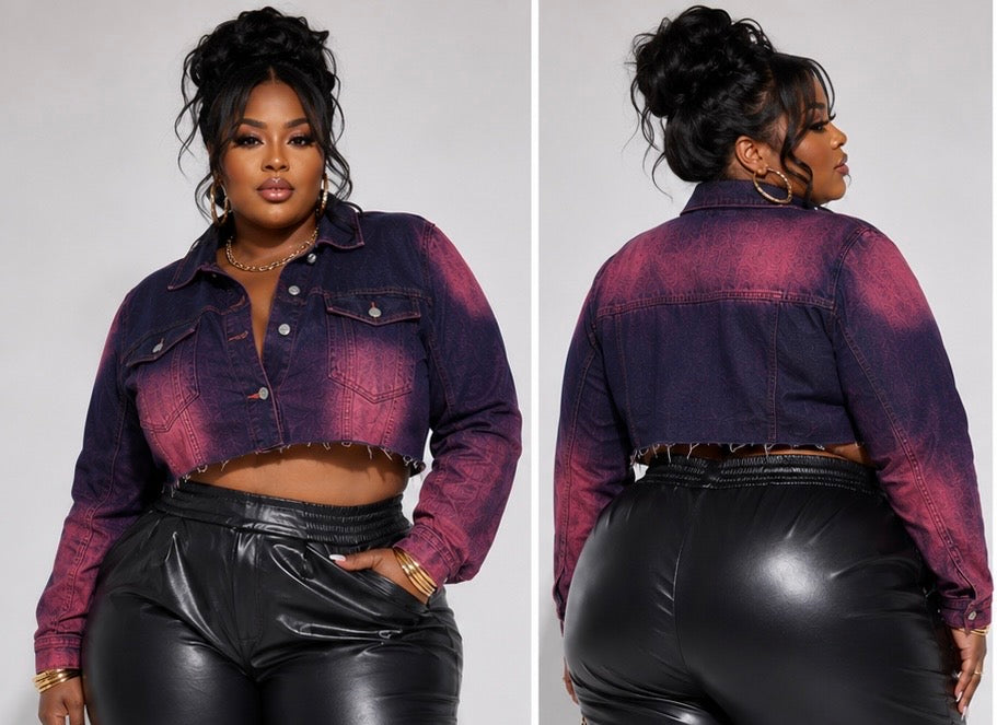 PLUS SIZE PURPLE OMBRE DENIM CROP JACKET-06