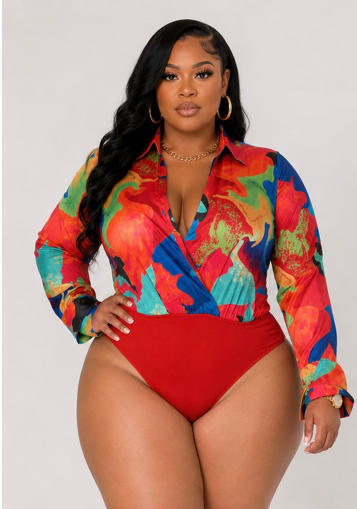 PLUS SIZE MULTI PRINTED LONG SLEEVE BODYSUIT-39