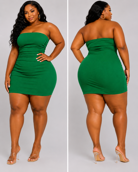 PLUS SIZE "SOFT LIFE"MINI DRESS-KELLY GREEN-65