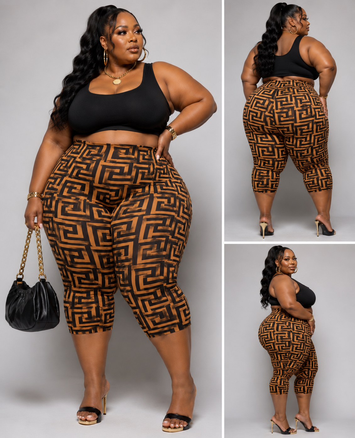 PLUS SIZE PRINTED  PRINTED CAPRI-RICH GIRL MAZE
