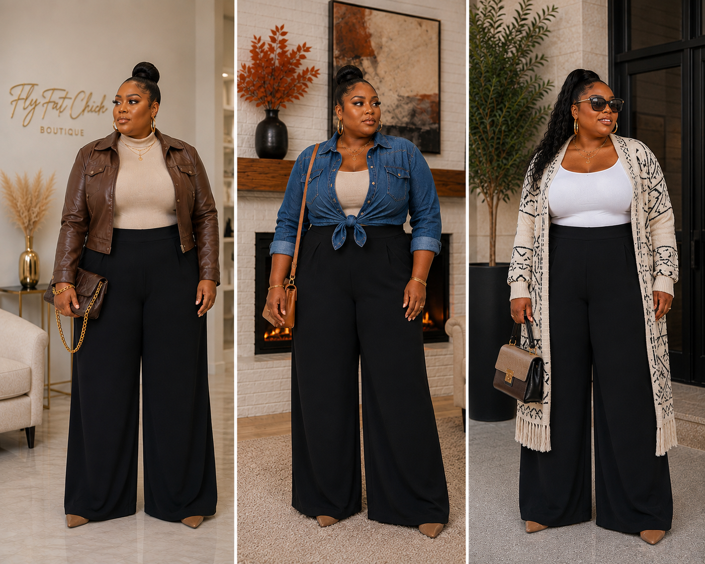 PLUS SIZE "CEO MOTION" STRETCHY PALAZZO PANTS-BLACK-37