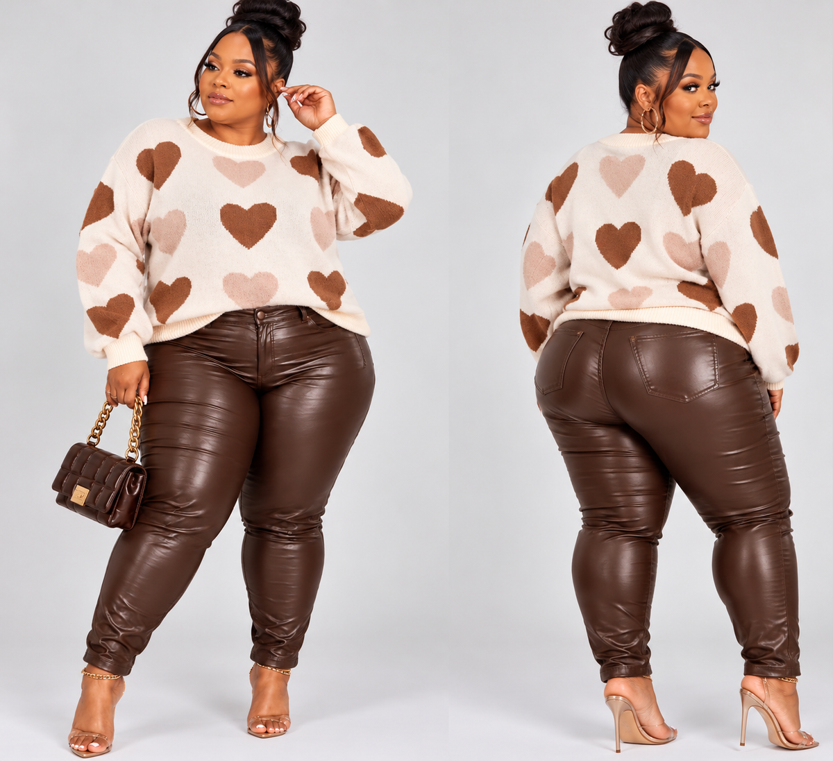 PLUS SIZE "SWEATER WEATHER" BROWN HEARTS-16