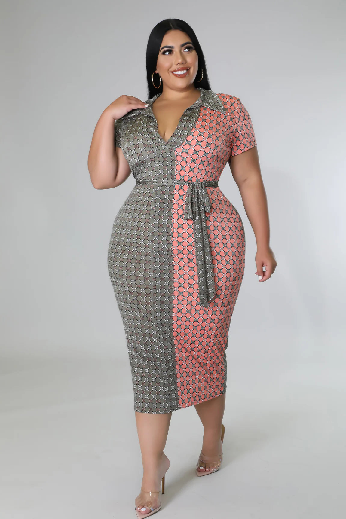PLUS SIZE SOMETHING SLIGHT DRESS W/BELT-22
