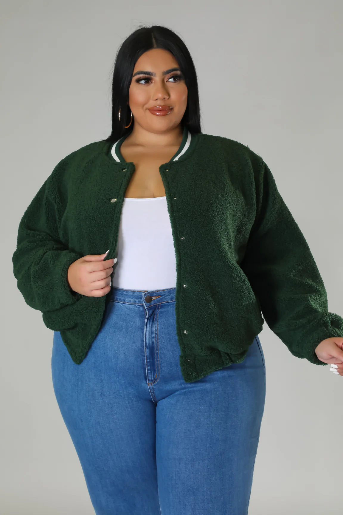 PLUS SIZE "IT'S GETTIN COLD OUTSIDE" JACKET-GREEN-BX4