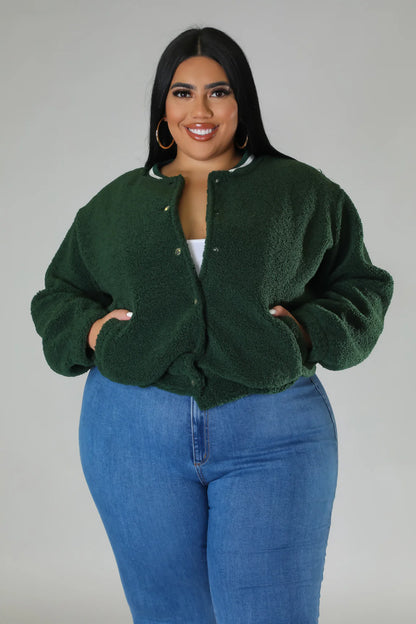 PLUS SIZE "IT'S GETTIN COLD OUTSIDE" JACKET-GREEN-BX4