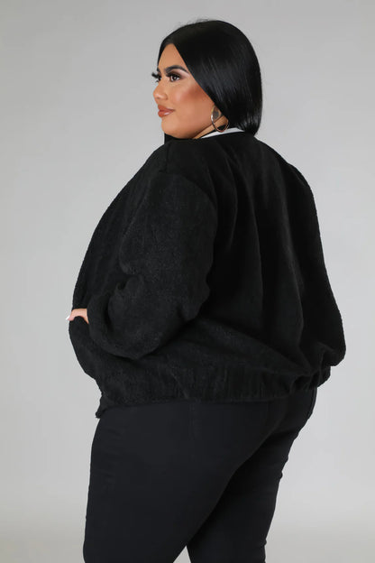 PLUS SIZE "IT'S GETTIN COLD OUTSIDE" JACKET-BLACK-BX4