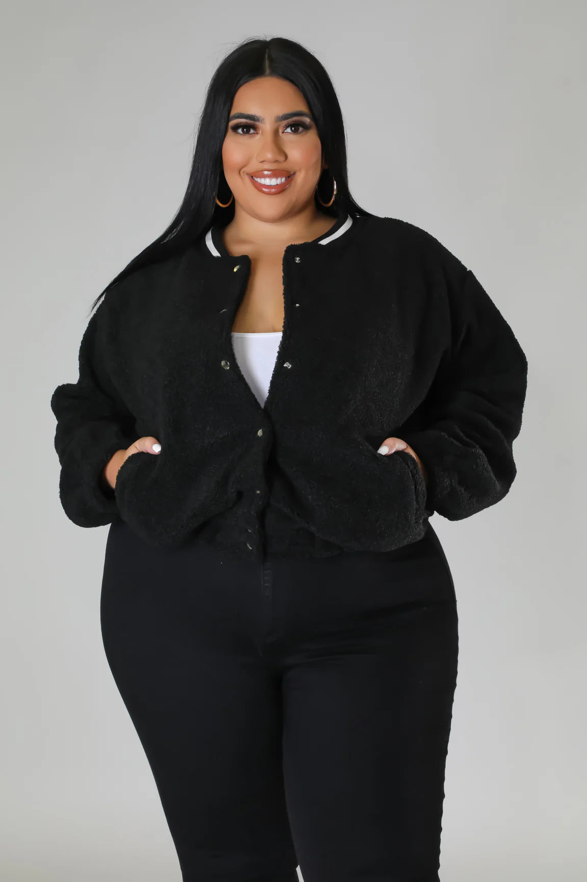 PLUS SIZE "IT'S GETTIN COLD OUTSIDE" JACKET-BLACK-BX4