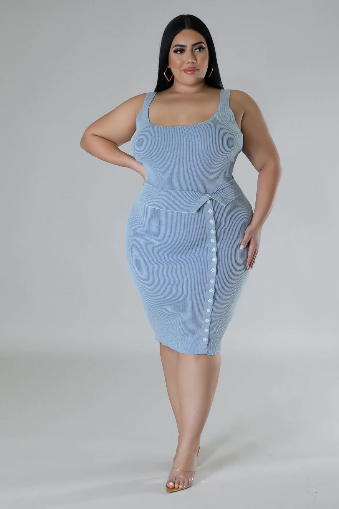 PLUS SIZE "I LOVE A 2PIECEE" SET-BABY BLUE