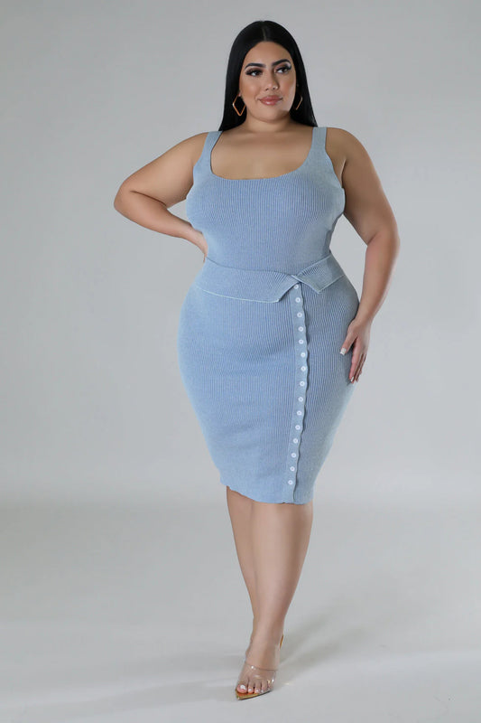 PLUS SIZE "I LOVE A 2PIECEE" SET-BABY BLUE