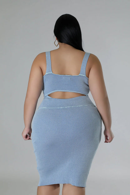 PLUS SIZE "I LOVE A 2PIECEE" SET-BABY BLUE