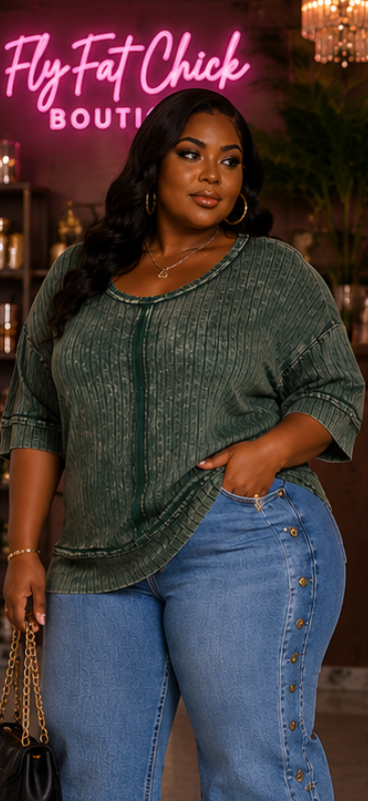 PLUS SIZE "EVERYDAY LUXE TOP"-GREEN-67