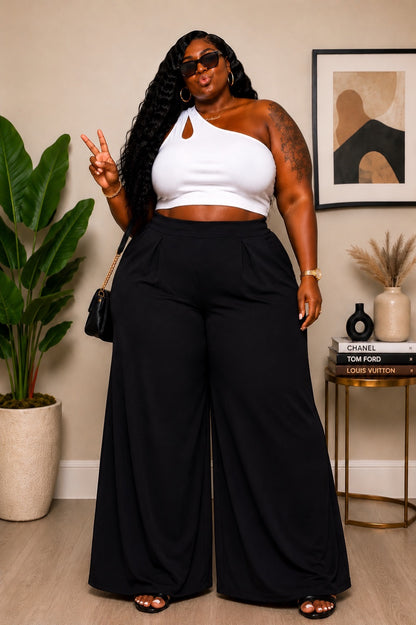 PLUS SIZE "CEO MOTION" STRETCHY PALAZZO PANTS-BLACK-37