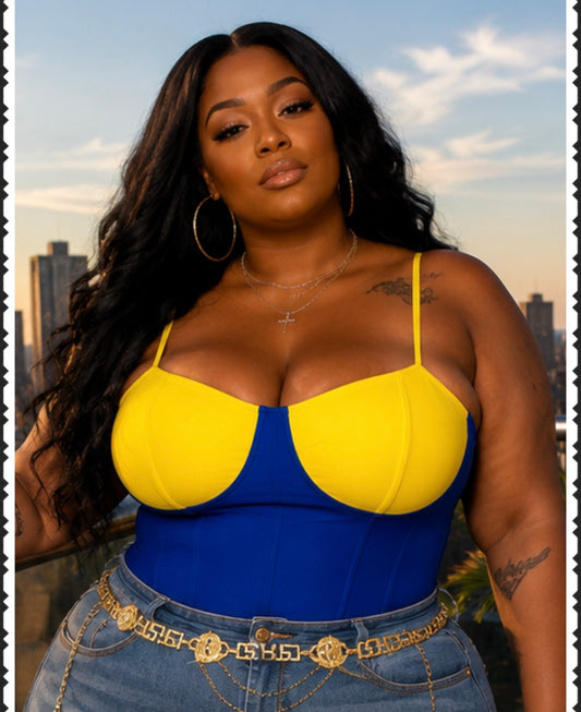 Plus Size COLOR BLOCK CORSET STYLE TOP-66