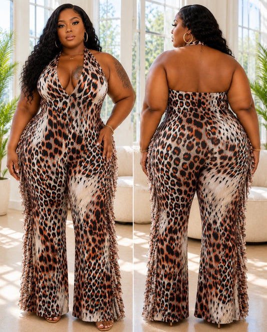 PLUS SIZE "FRINGE BENEFITS" JUMPSUIT-ANIMAL-56