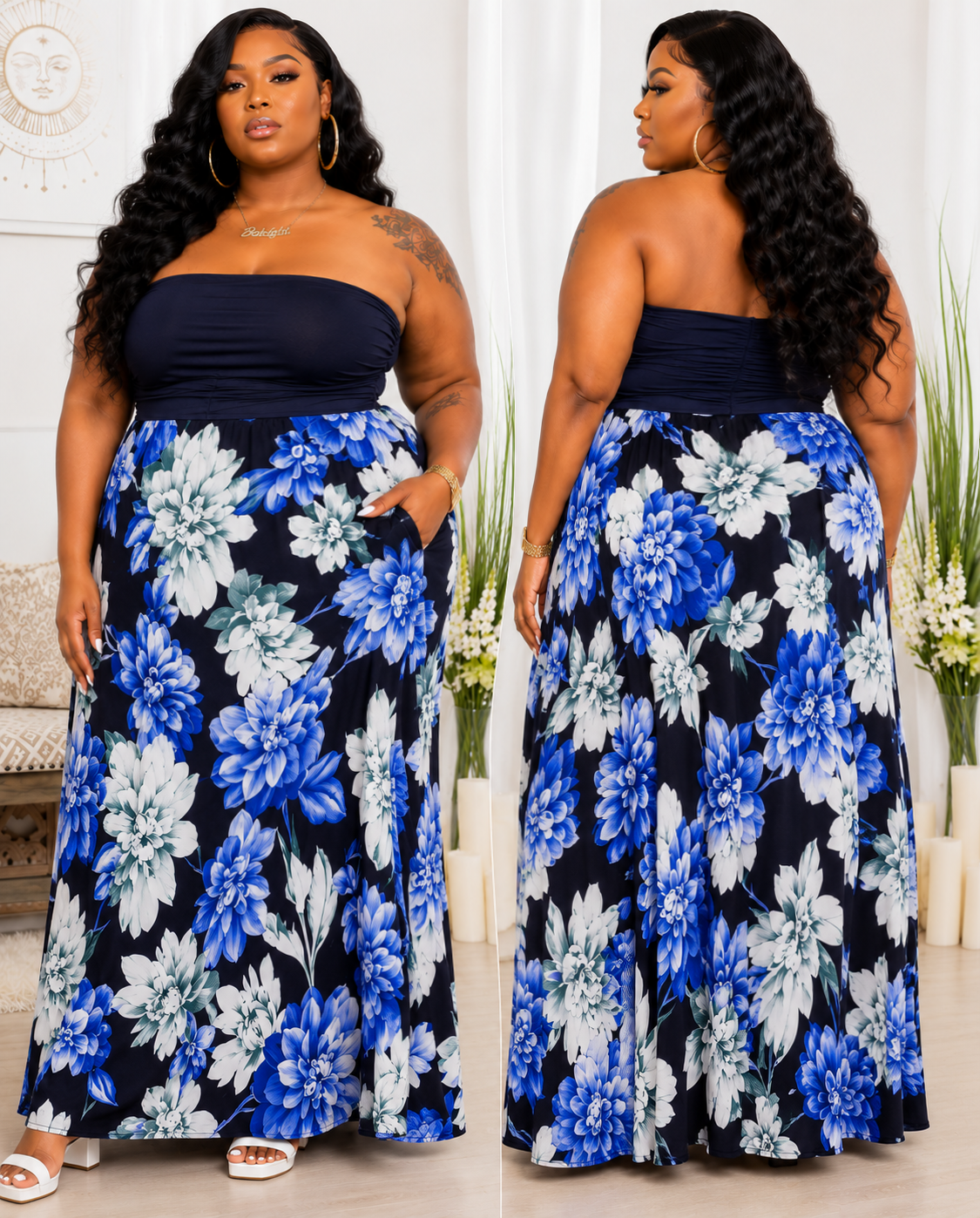 PLUS SIZE NAVY BLUE FLORAL HALTER MAXI DRESS-09