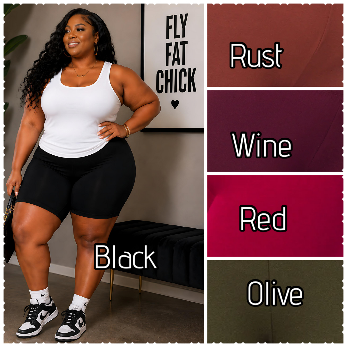 PLUS SIZE BASIC COTTON HIGHWAIST BIKER SHORTS