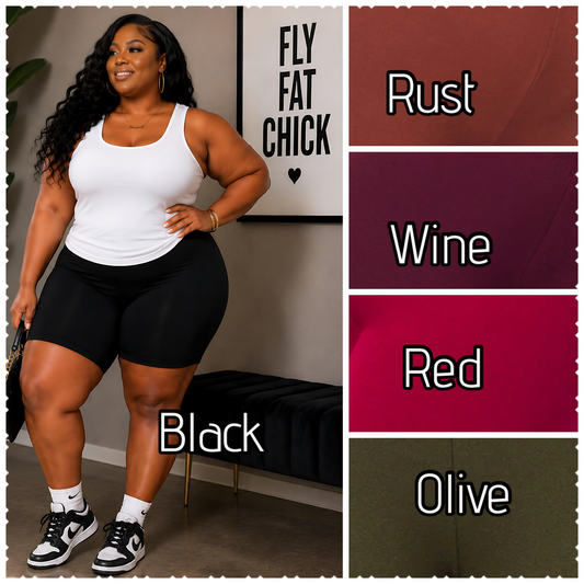 PLUS SIZE BASIC COTTON HIGHWAIST BIKER SHORTS