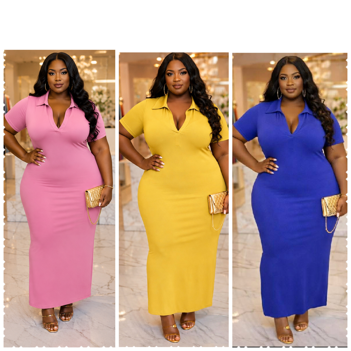 PLUS SIZE COLLARD MAXI DRESS-00