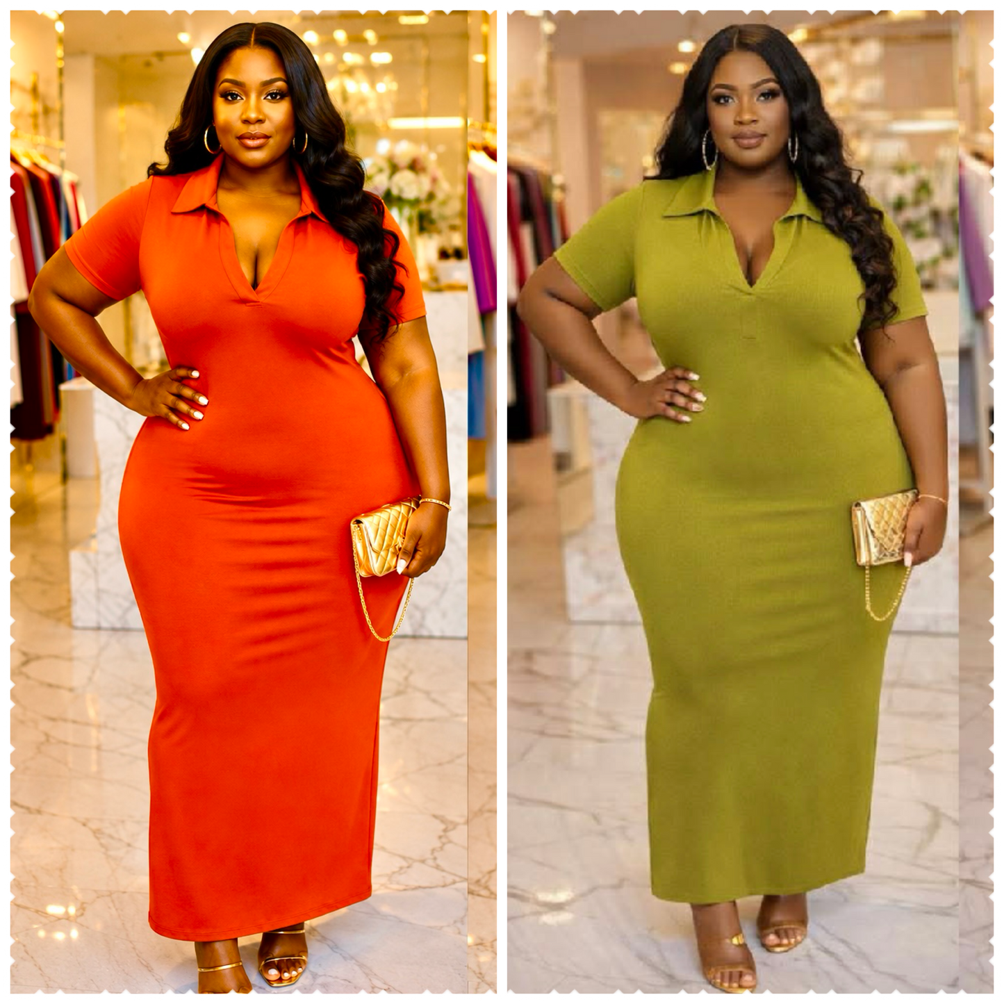 PLUS SIZE COLLARD MAXI DRESS-73
